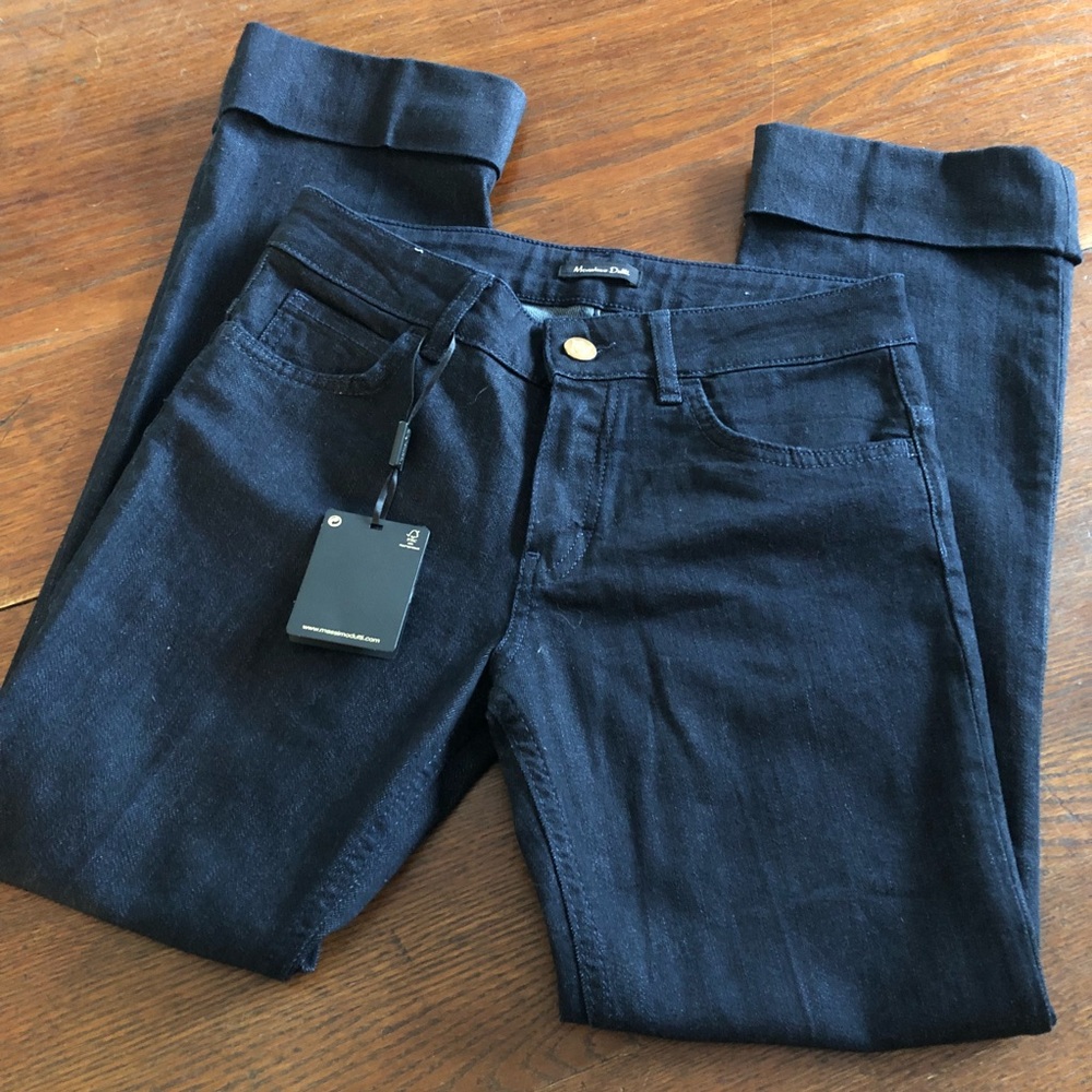 NWT Massimo Dutti Denim Jeans Trousers Cuffed Hem